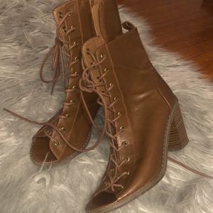 Lace-up Open Toe Booties